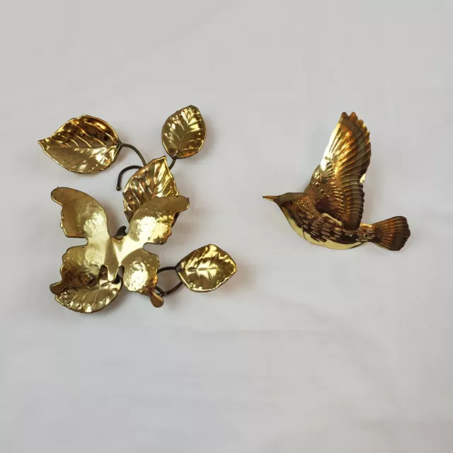 Vintage Brass Copper Hummingbird Butterfly Wall Decor HOMCO home Interiors