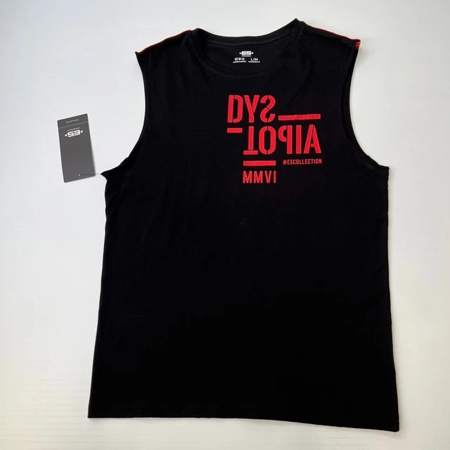 Dystopia Tank Top Men Large Sleeveless Shirt Black ES Collection MMVI Cruise