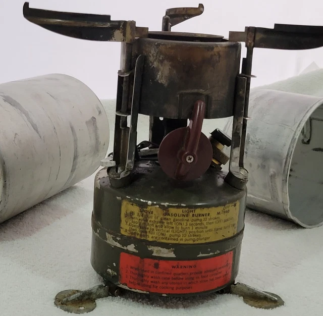 1966 Coleman Single Burner Stove US ARMY M-1950 1964 Roger's Camp Can