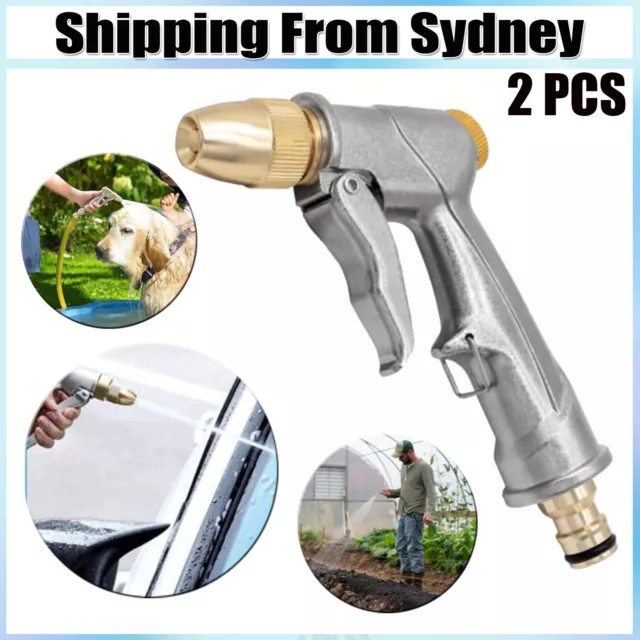 2X High Pressure Power Water Spray Gun Garden Hose Long Brass Nozzle Car Washer