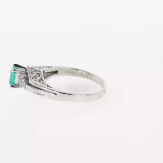 EMERALD DESIGN RING Platinum ring melee dia Ring Pt900 Emerald diamond ...