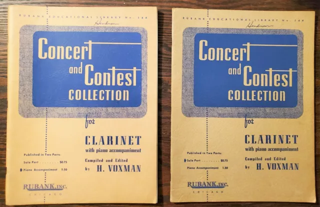 Clarinet / Piano Accompaniment - Concert and Contest Collection by Voxman 1948