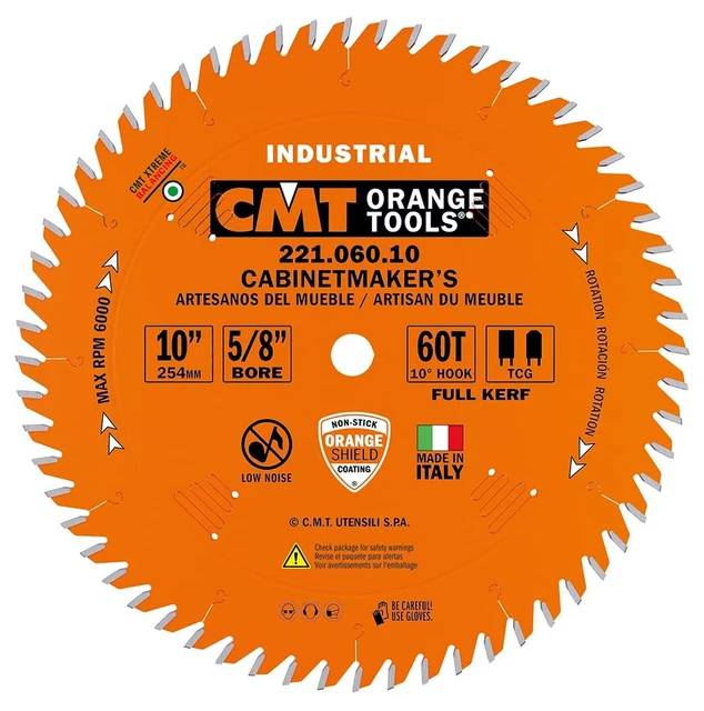 CMT 221.060.10 Industrial Cabinetshop Saw Blade, 10-Inch x 60 Teeth TCG Grind...