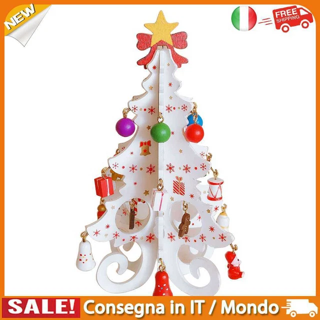 IT Xmas Tree Decoration Wood Landscaping Craft Home Desktop Ornament (White)