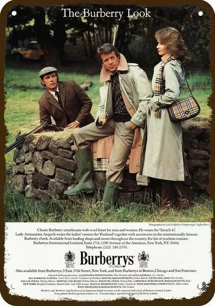 1983 BURBERRY OF LONDON Trenchcoat Vintage-Look DECORATIVE REPLICA METAL SIGN