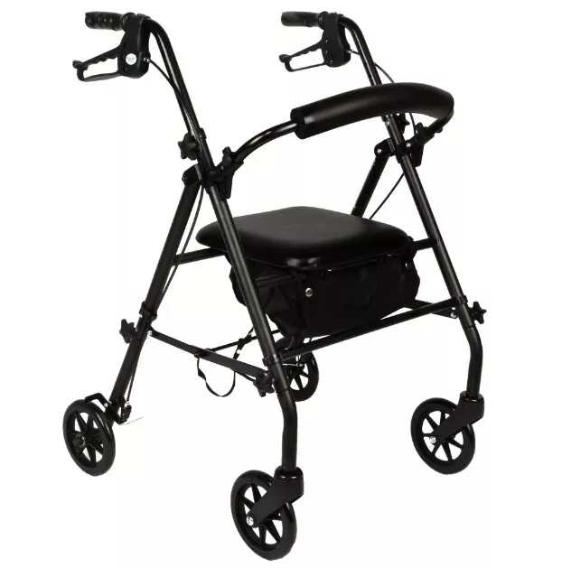 Equate Rolling  Walker For Seniors, Rollator Walker with Seat and Wheels, Black