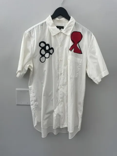 COMME DES GARCONS Homme Plus Fall 2006 White Short Sleeve Print Shirt Large