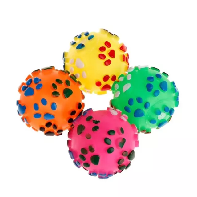 Pet Footprint Toy Balls Play Interactive Dog Puppy Cat Massage Squeaky Chew Bite