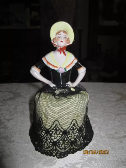 Antique Half Doll Pin Cushion Lady - Germany - 7 1/2" Tall