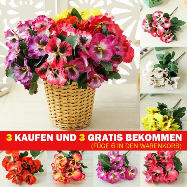 10 Köpfe Künstliche Stiefmütterchen Blumenstrauß Kunstblume Hochzeit Party Deko