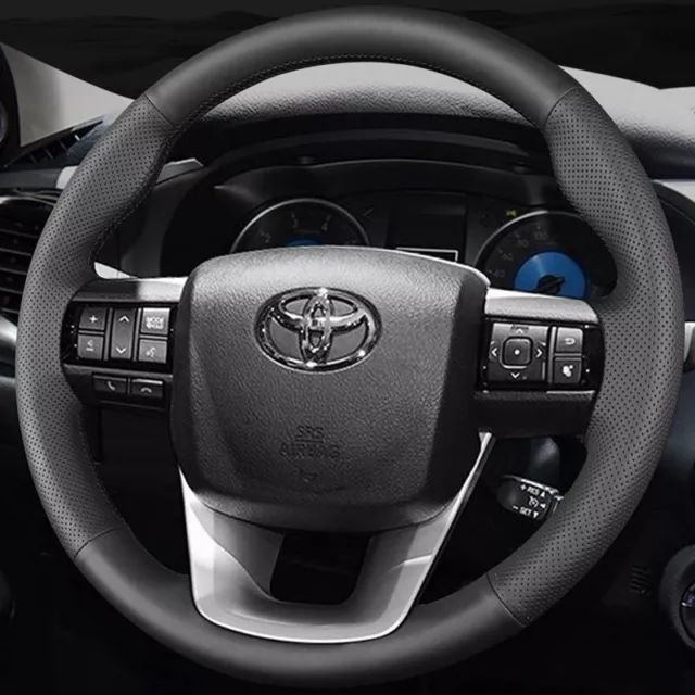 Custom Car Steering Wheel Cover Genuine Leather For Toyota Fortuner / Hilux