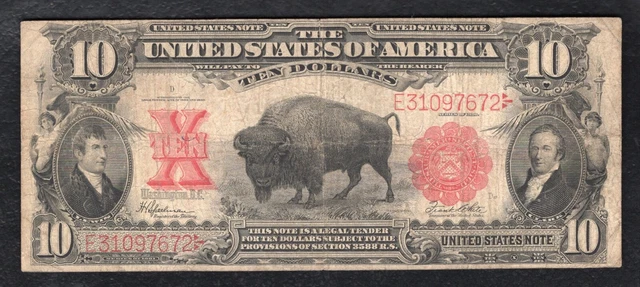 Fr 122 1901 $10 Ten Dollars “Bison” Legal Tender United States Note Very Fine
