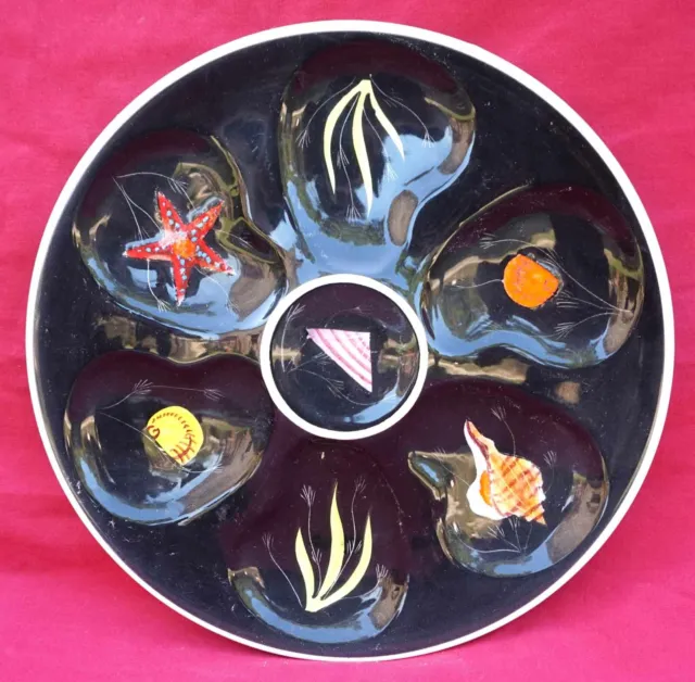 HENRIOT QUIMPER Starfish Oyster Plate Trevoux French Faience 1950  C