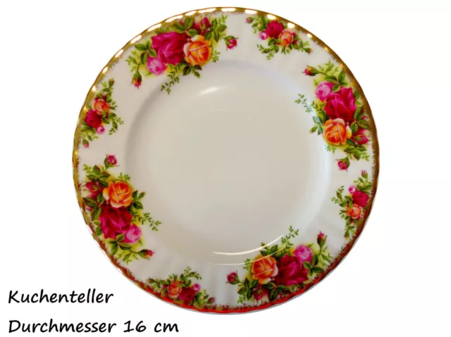 Royal Albert Porcelana 1 Plato Ø 16CM Antiguo País Roses, Plato de Tarta, Plato