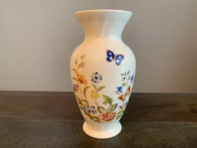 Aynsley Vase Cottage Garden England Fine Bone China Butterfly Flowers Vintage 2