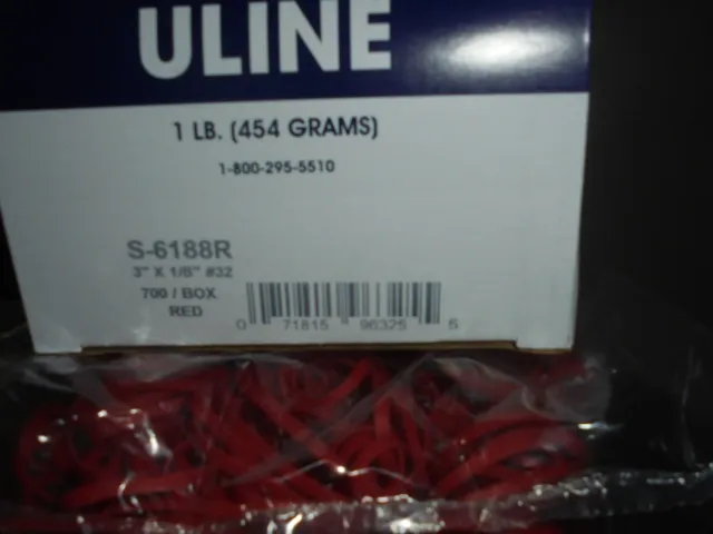 ULINE RUBBER BANDS (red 3 X 1/8")