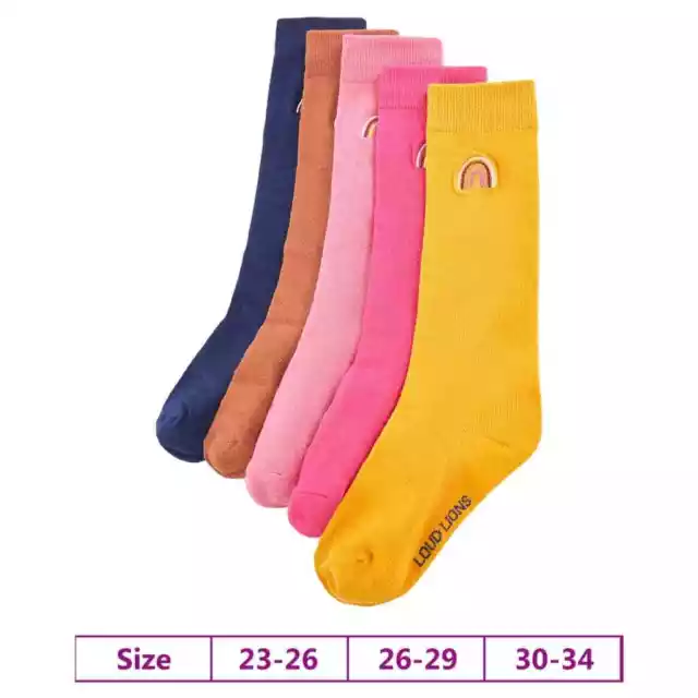 Calcetines para Niños Infantiles Escolares para Casa Diseño de Arco Iris 5 Pares