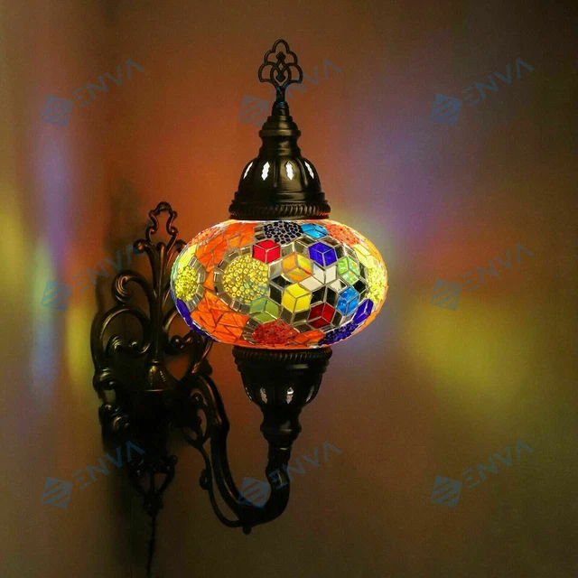 Lampe applique murale Turque en mosaïque Marocaine multicolore Tiffany grande