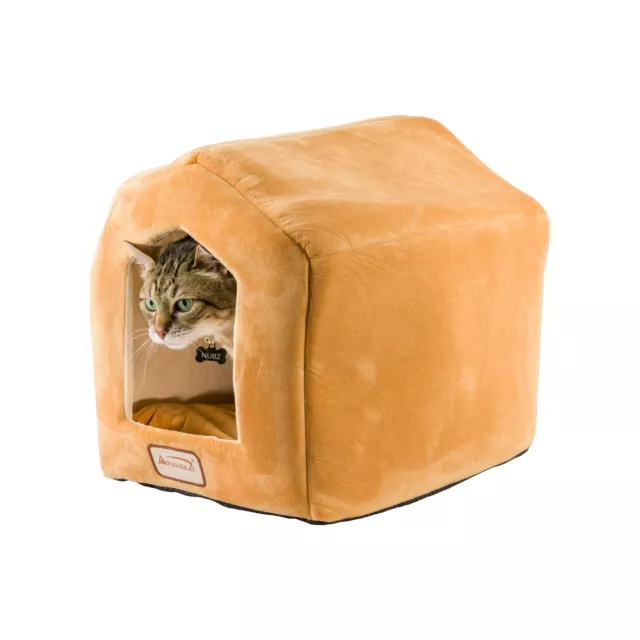 Armarkat Small Indoor Cat House With Cozy Cushion C27 Earth Brown And Beige