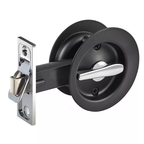 Gainsborough Matt Black Circular Privacy Sliding Cavity Door Set - AUSTRALIA