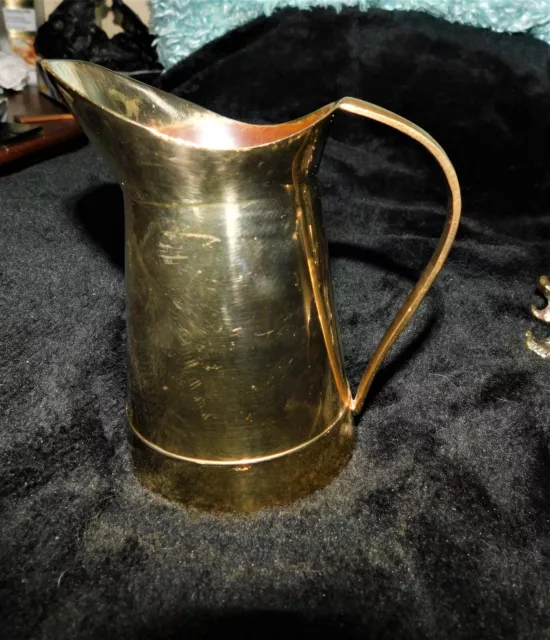 Vintage Small Brass Jug Solid And Heavy For Size 4.75" High