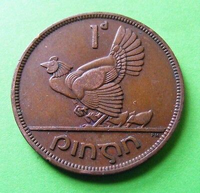 1946 Irish One Penny Coin Ireland Hen And Chicks Scarcer Year Old Vintage