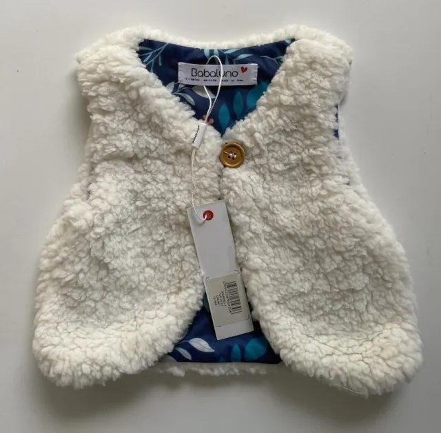 Babaluno By Minoti baby girl size 12-18 months white fluffy vest, BNWT