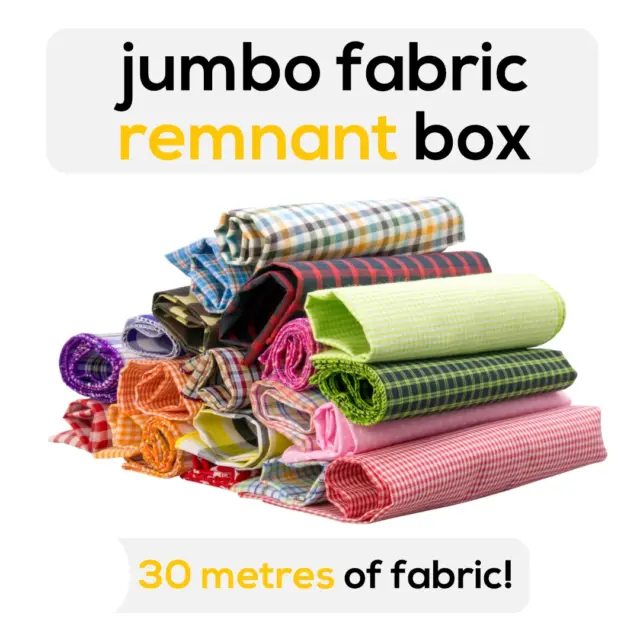 30 Metre Remnant Fabric Bundle Lucky Dip Huge Variety Box 0.5m-2.5m Each Piece