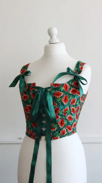 Poppy 18th century stays linen corset cottagecore princesscore green orange