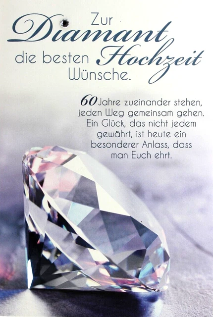 GLÜCKWUNSCHKARTE DIAMANTHOCHZEIT 60 Jahre Ehe Diamant Hochzeit Karte