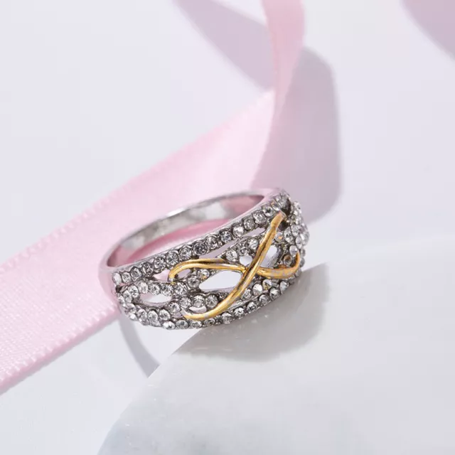 Fashion Love Ring Heart-shaped Rhinestone Ring Two-color Wedding Engagement Gift