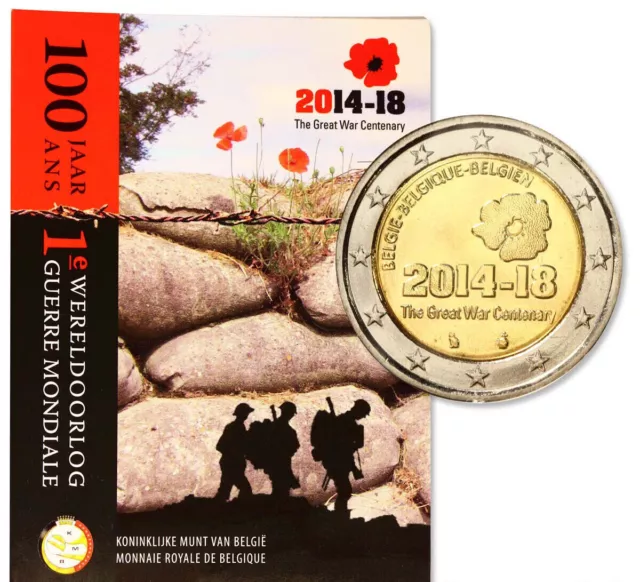 Commémorative 2 euros Belgique 2014 BU Coincard - Premiere Guerre Mondiale RARE