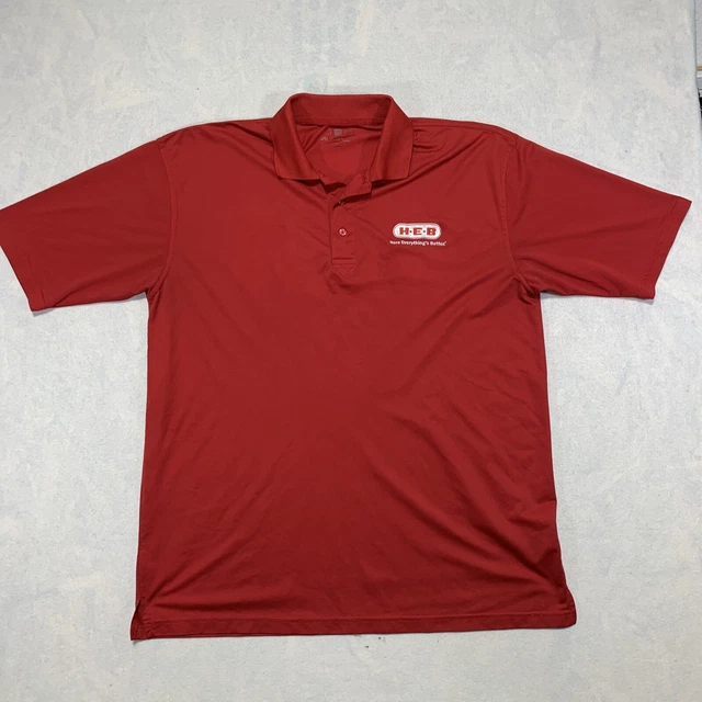 HEB TEXAS GROCERY Store Red Polo Shirt Mens XL Dri Express Employee