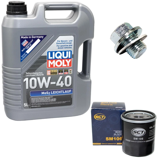 Motoröl Set 10W-40 5 Liter + Ölfilter SM 106 + schraube für Toyota Corolla 1.3
