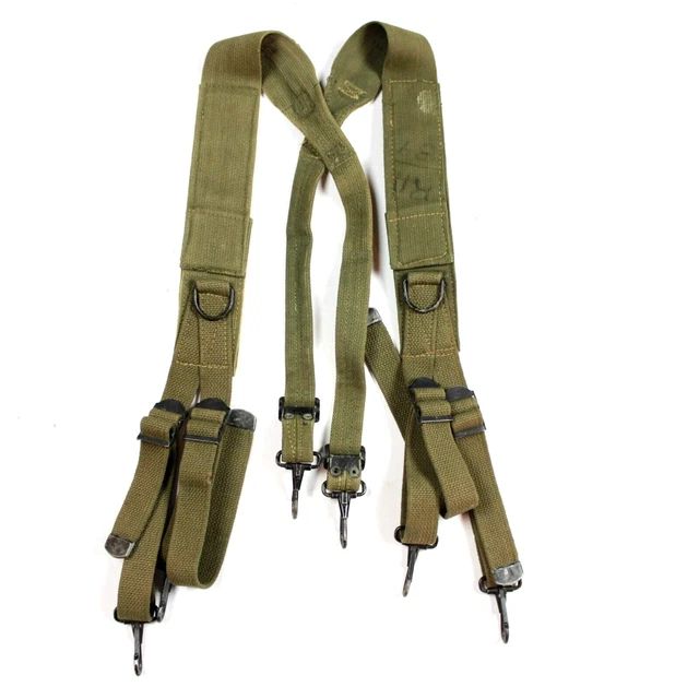 WW2 US ARMY M1936 M36 Combat Suspenders Straps Od7 Cotton 1944 Pattern ww2-us-army-m1936-m36-combat-suspenders-straps-od7-cotton-1944-pattern