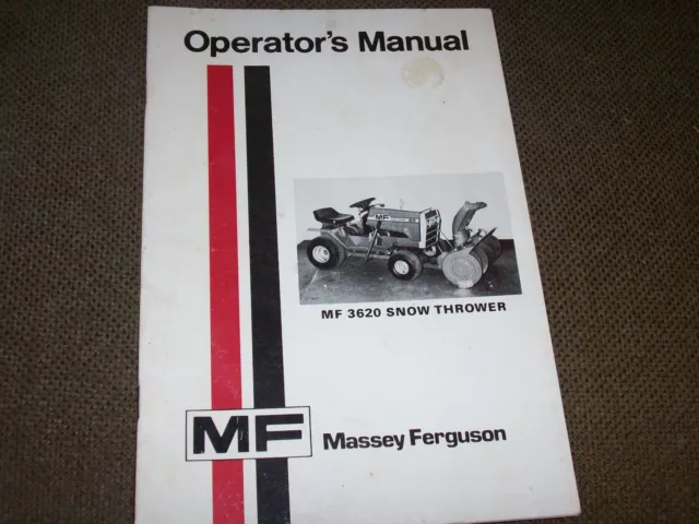 Massey-Ferguson 3620 Snow Thrower Operator's Manual For MF 85 Lawn Tractor