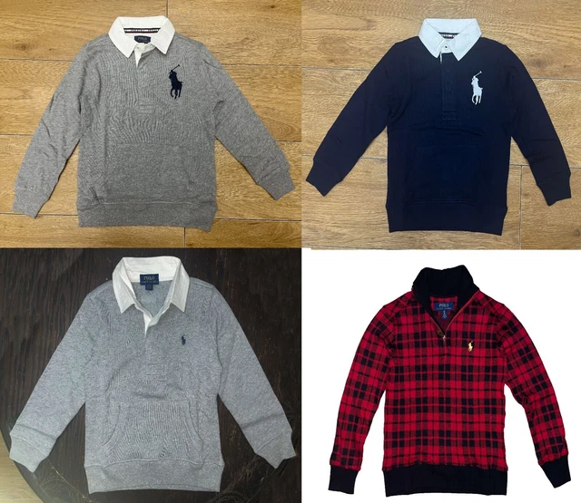 Boys Long sleeves Ralph Polo Lauren Cotton Pullover Polo Shirt size 2-16 years