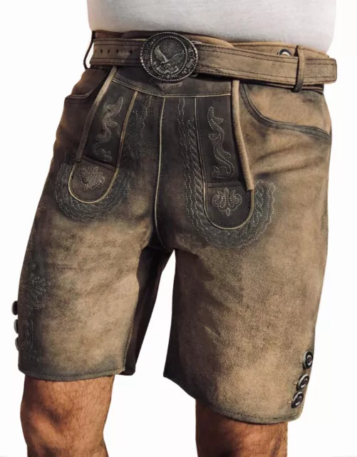 Herren Trachten Lederhose Wildbock oktoberfest Lederhose mit. Gürtel 46-64