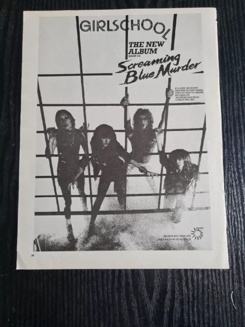 Girlschool Screaming Blue Murder Original 1982 Music Album Advert 8.5X11" Poster