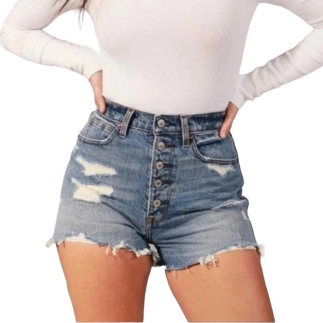 Abercrombie & Fitch The Mom High Rise Denim Jean Short