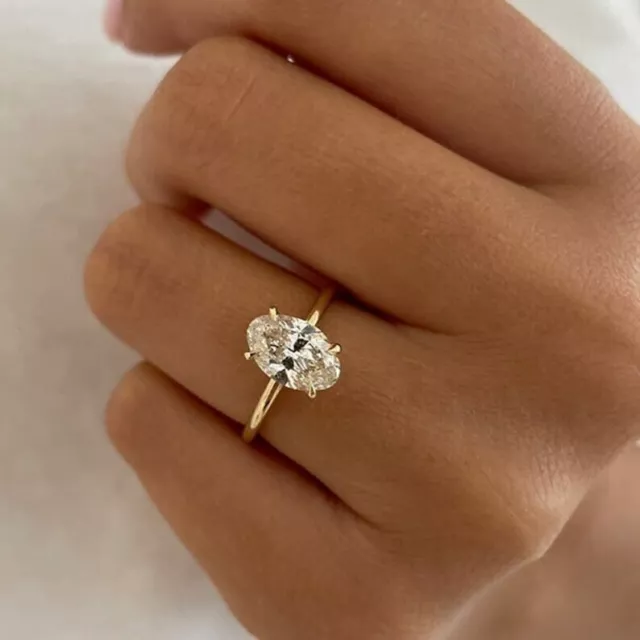1 CT Oval Cut Lab Grown Diamond Ring/  14K Yellow Gold diamond engagement ring