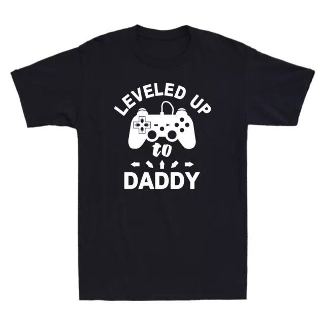 Leveled Up To Daddy Shirt Gamer Funny Video Game Father's Day Gift Men's T-Shirt