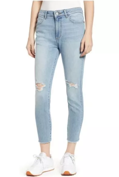 DL1961 Farrow Ripped High Waist Cropped Skinny Toledo Blue Jeans Size 29 P $70