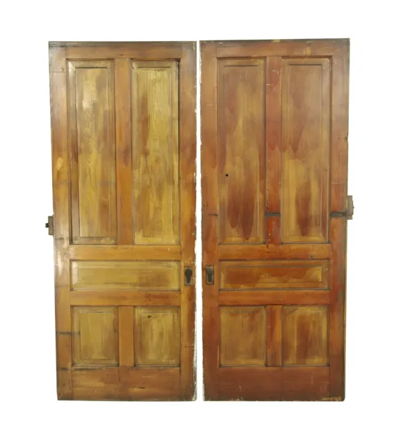 Antique 5 Pane Pine Pocket Double Doors 89.875 x 72.5