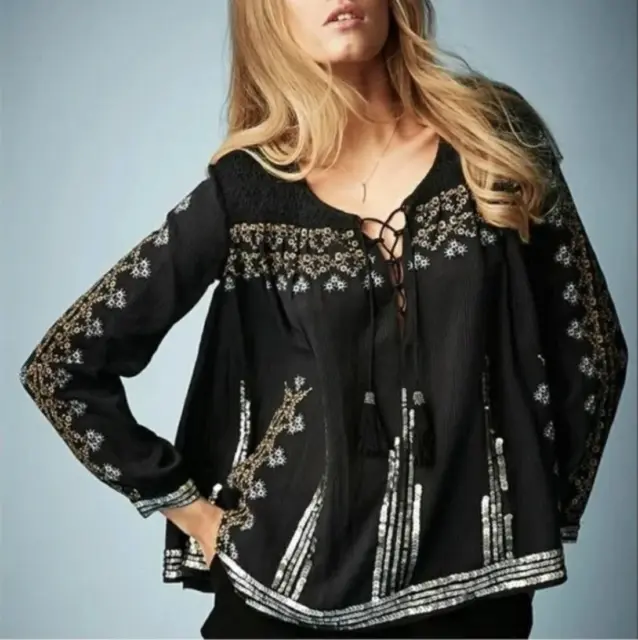 KATE MOSS TOPSHOP Floral Sequin Top S