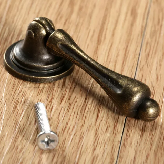 5x Antique Brass Door Cabinet Drop Knobs Cupboard Drawer Wardrobe Pull Handles