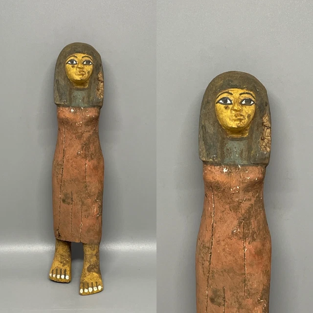 RARE ANCIENT EGYPTIAN Antique Wooden Pharaonic Standing Woman Statue