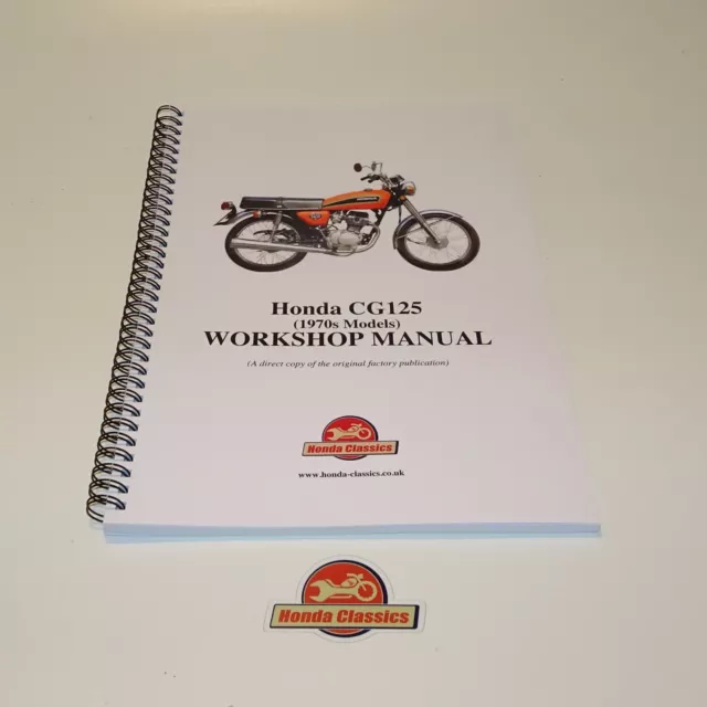 Honda CG125 Factory Workshop Shop Manual Book. Reproduction. HWM070