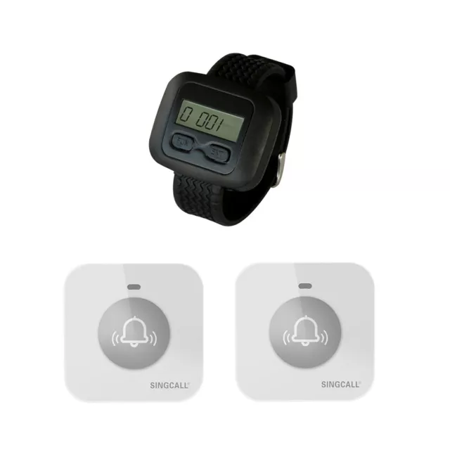 SINGCALL Wireless Service Calling system, 1 Watch with 2 Small Touchable Pagers