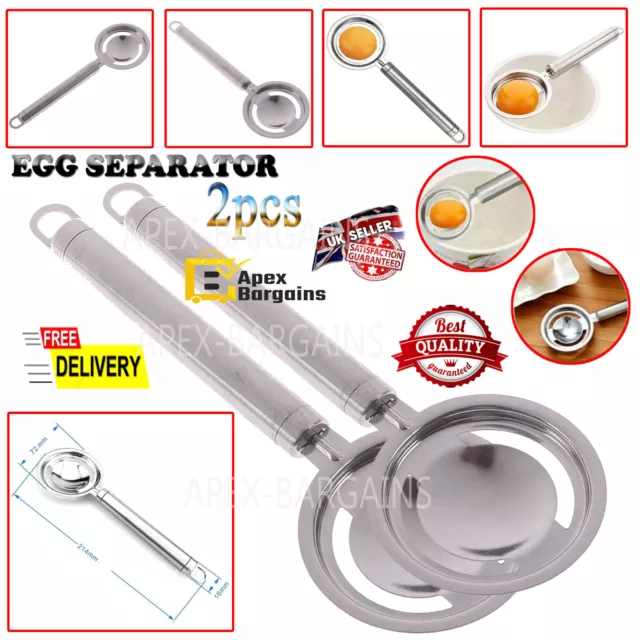 2pcs Egg White Yolk Separator Stainless Steel Baking Sieve Cooking Divider Cake